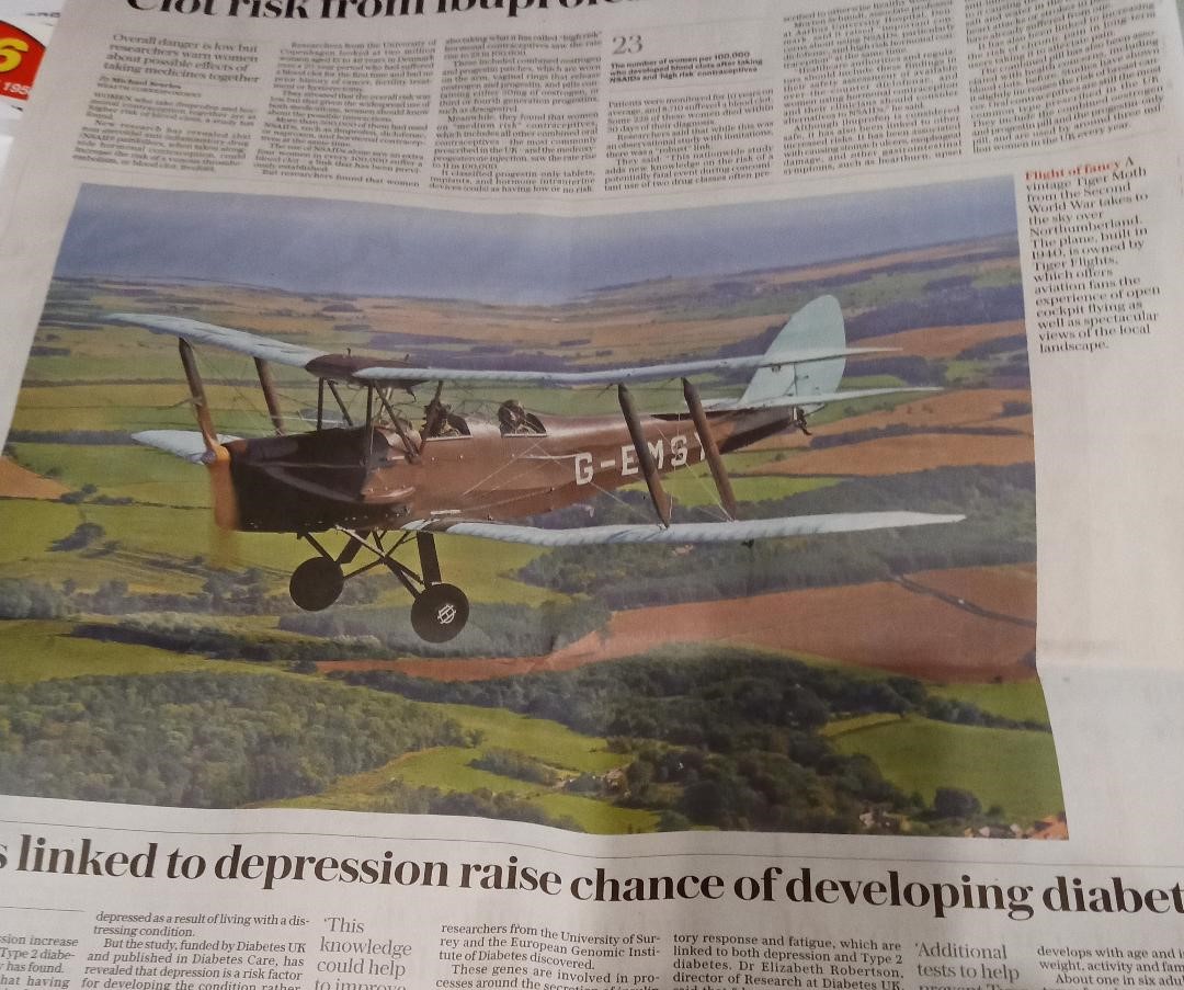Historic Tiger Moth featured in Daily Telegraph
